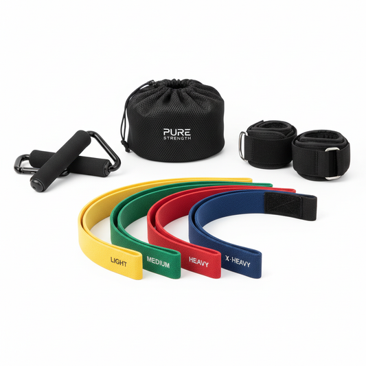 PowerFlex Resistance Bands Set - Complete 5-band system with handles, ankle straps, door anchor and carrying bag